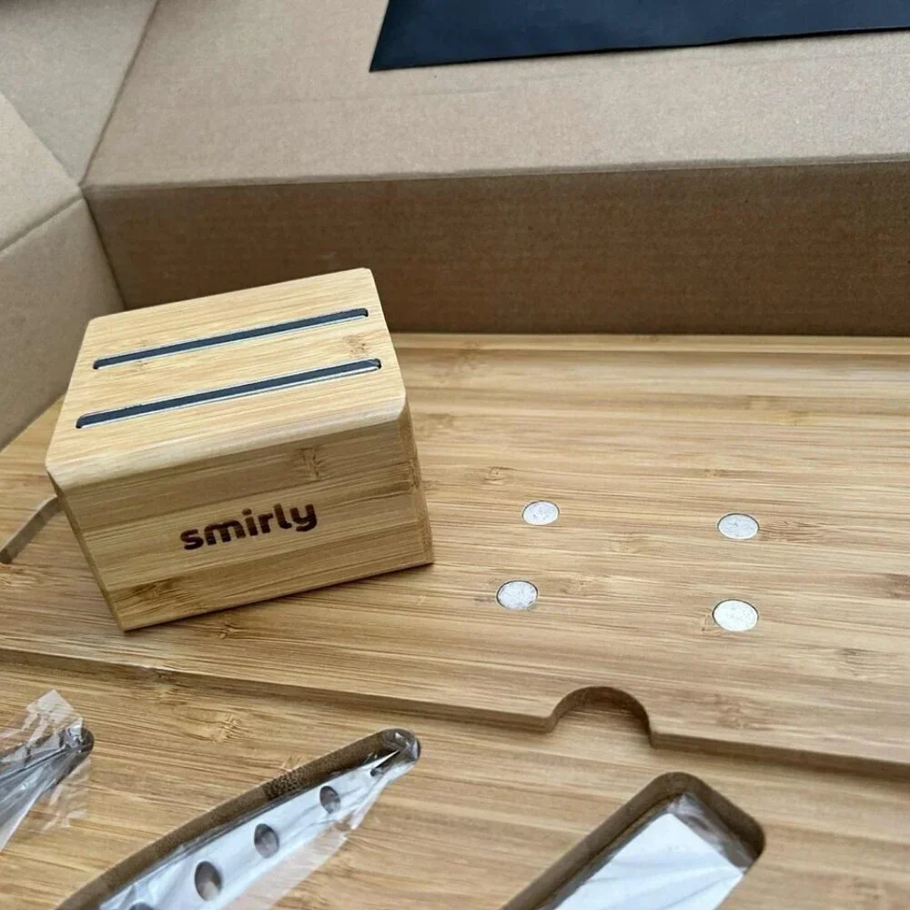 NEW Premium Bamboo Cheeseboard Cheese & Cracker Tray with Utensils